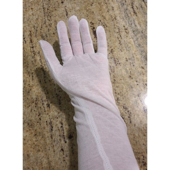 New! Mens L Womens XXL White Cotton 14" Long Gloves Inspector Costume - Picture 14 of 15